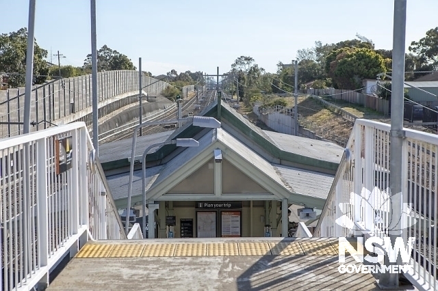 Sefton Railway Station Group - View to platform modern awning in line with platform roof.