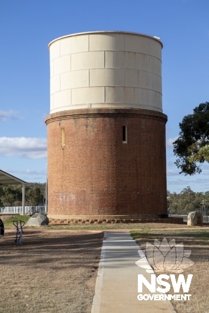 Condobolin Railway Precinct - Circular water tank on top of the hill.