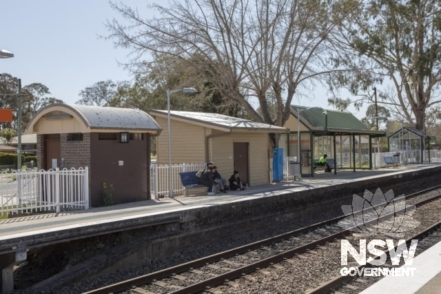 Tahmoor Railway Station - Platform 1 buildings, toilet to the left.