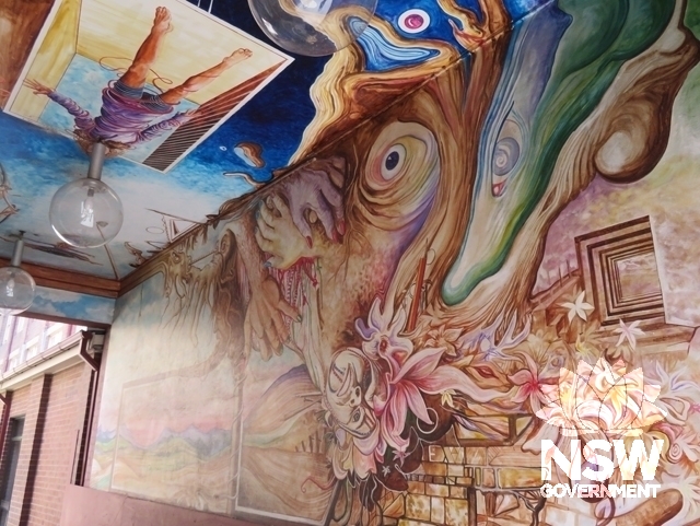 Building Z: Street art on the walls & ceiling of the passage under the west end of the building