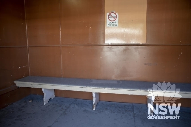 Rhodes Railway Station Building - Platform 2/3, bench seat inside the building.