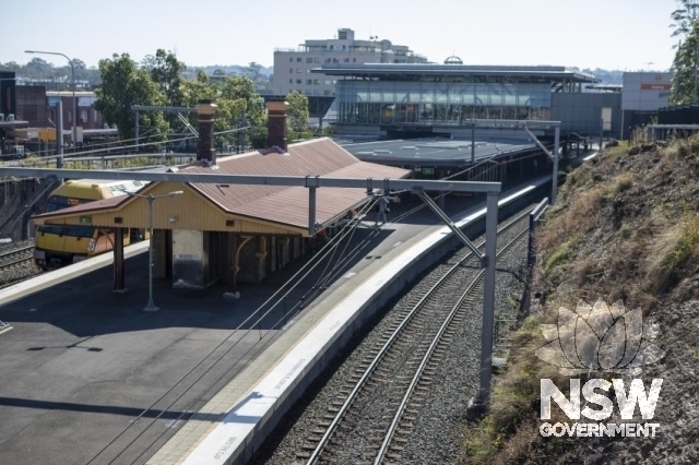 Epping Railway Station Group -Station building viewed from Epping road overbridge.