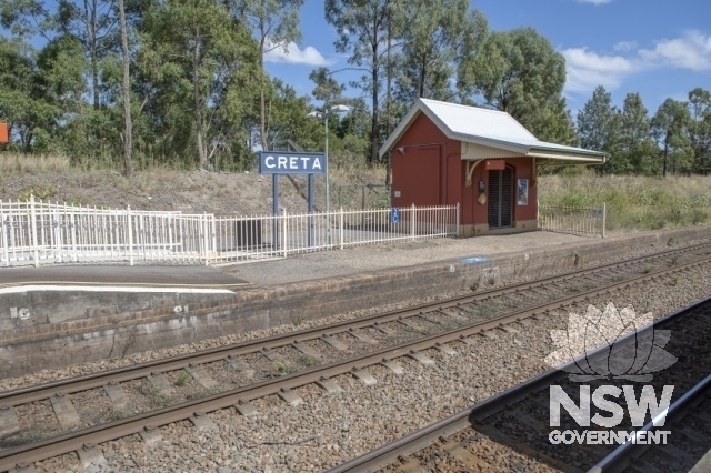 Greta Railway Station Group - Platform 2 brick platform and building