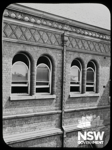 Detail of the brickwork & downpipe on Building B