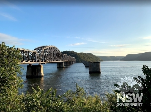 1946 Bridge on left and 1889 bridge piers on right