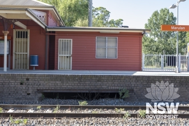Marulan Railway Precinct - Signal box and lever bay in the platform.