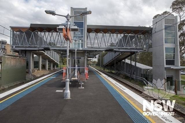 Panania Railway Station Group - Looking west to the overhead footway and lifts.