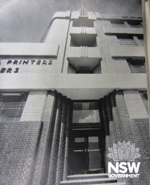Main entrance on Elizabeth Street published in a trade journal in 1937