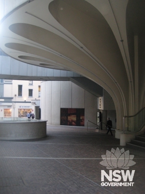 Undercroft of Nervi-designed structure on King Street, looking towards the Theatre Royal