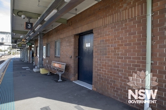 Toongabbie Railway Station - Platform 3 and the past parcel office good door.