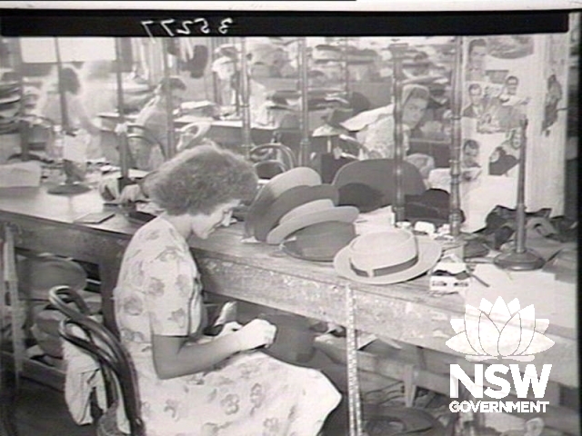 Hat-making at this factory in 1949