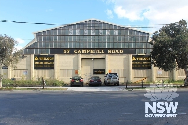 Campbell Road elevation of the former Ralph Symonds reflecting its unusual timber roof structure