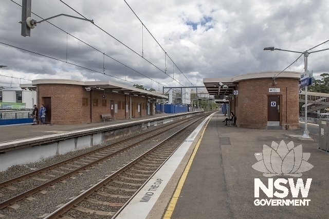 Rooty Hill Railway Station Group - Platform buildings curved brick male toilets.