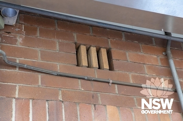 Toongabbie Railway Station - Brickwork vent in the platform building.