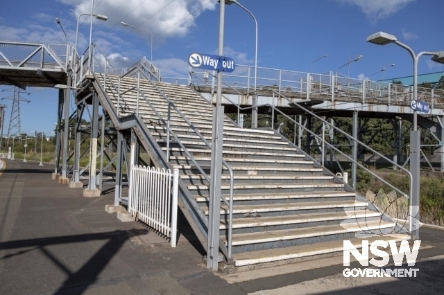 Cringila Railway Station Group -Stairs to the overhead footbridge.