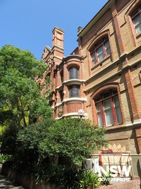 Building B: Part of east façade showing junction between Turner Hall and the former high school