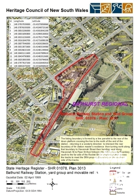 Bathurst Railway Precinct State Heritage Listing Curtilage Map (database ID# 5011945)