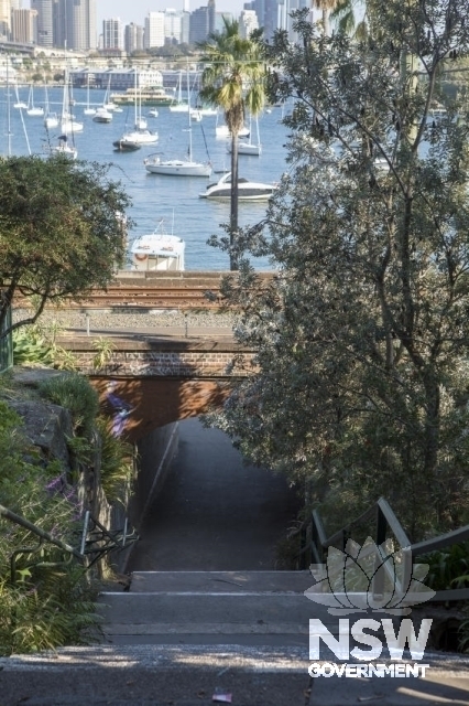 Lavender Bay Railway Group - Garden areas, rail corridor and pedestrian tunnel to the water.