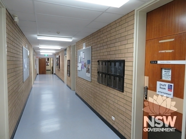Block T1D: First Floor corridor with original finishes