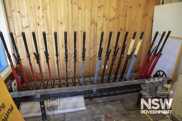 Kiama Railway Station Group - Levers in the signal box.