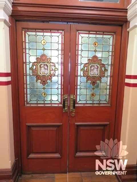 Building C: A pair of original internal doors & door furniture