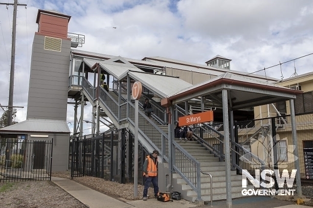 St Marys Railway Station Group - Southern entrance with overhead footbridge and lifts