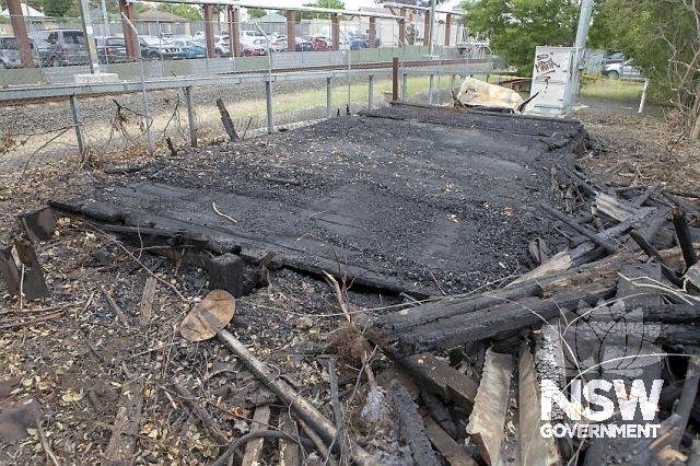 Windsor Railway Station Group - Burnt out remains of the gangers shed.