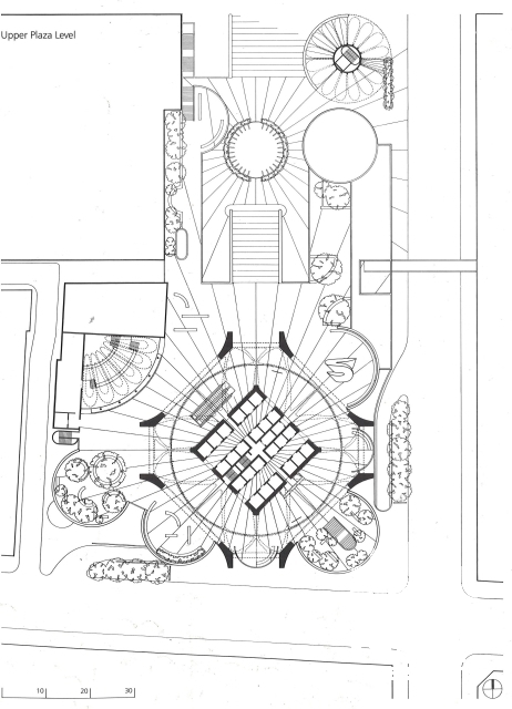 Plan of lower plaza area as originally designed