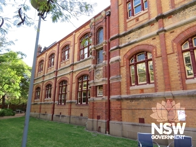 Building I: Looking north along the west façade