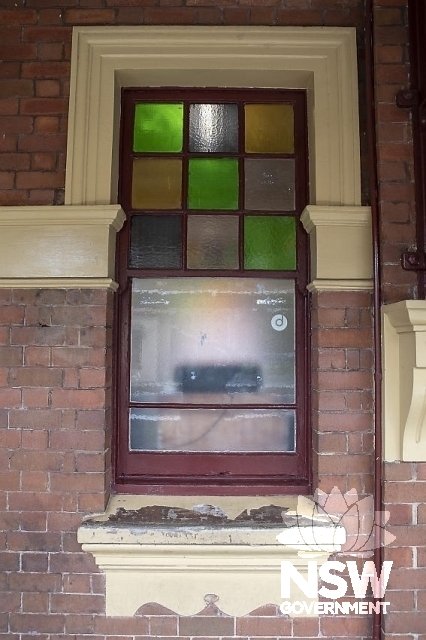 Redfern Railway Station Group - 9 pane coloured glass sash window