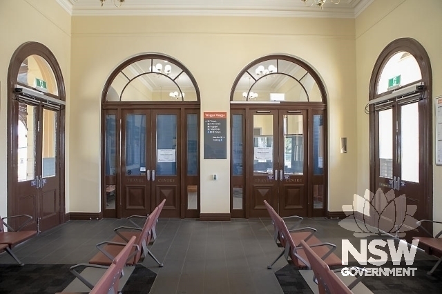 Wagga Wagga Railway Precinct - Internal and external arched doors for the waiting room.
