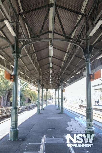 Strathfield Railway Station Group - Steel posts and awning detail.