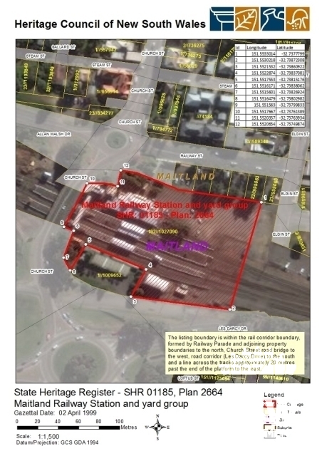 Maitland Railway Precinct SHR Listing Curtilage (Database ID # 5012093)