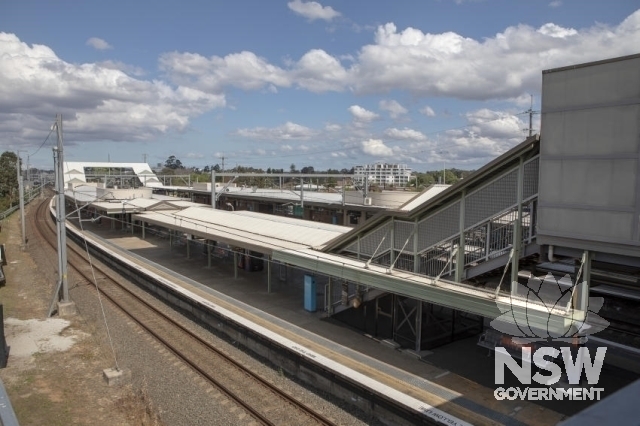 Granville Railway Station Group - View from the North west over the station and awnings.