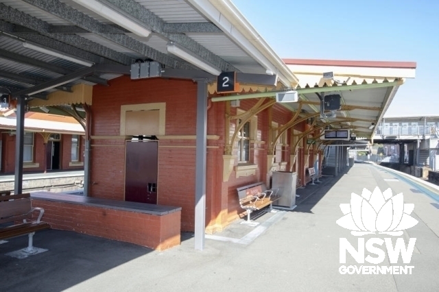 Rockdale Railway Station - Platform 2-north and western elevation, footbridge in background.