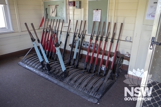 Dunmore (Shellharbour) Railway Station - Levers in the signal box