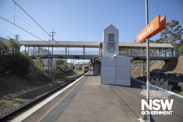 Regents Park Railway Station Group - View of the overhead footbridge, looking north.