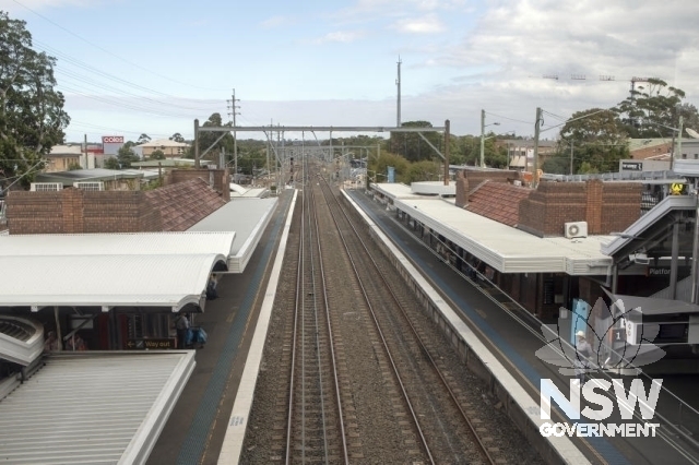 Sutherland Railway Station Group - View from overbridge of Platforms 2 and 1, looking South