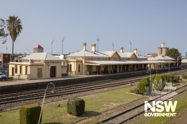 Wagga Wagga Railway Precinct - Station Building from the footbridge at the west end.