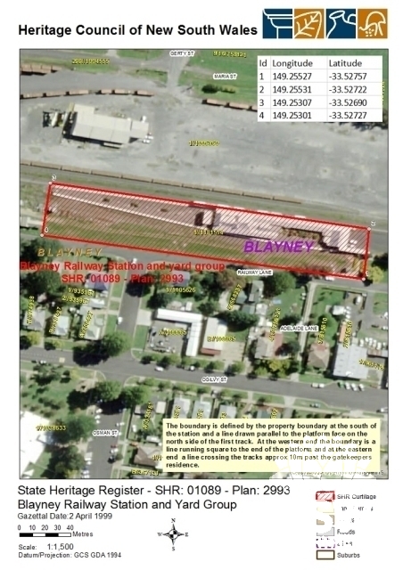 Blayney Railway Station Group State Heritage Register (SHR) Curtilage Map (Database ID: 5011932)
