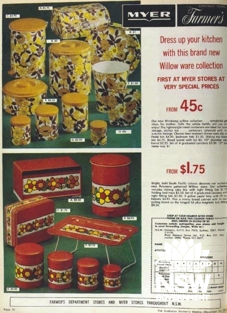 1970s Willow Ware tinware and marketing