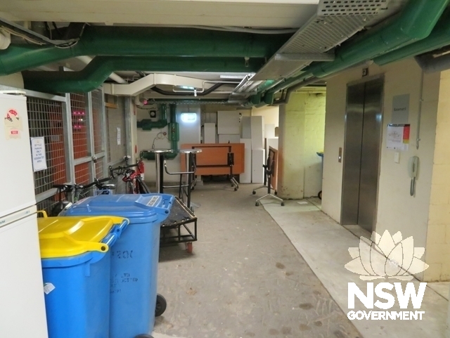 uilding C: Looking north along part of the Basement level storage space