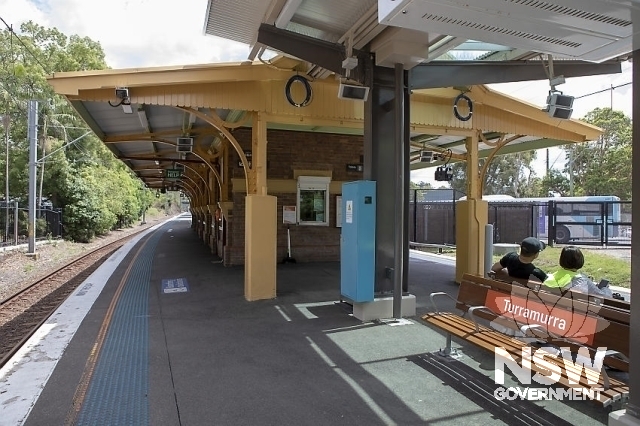 Turramurra Railway Station Group - Platform building South east elevation and awning.