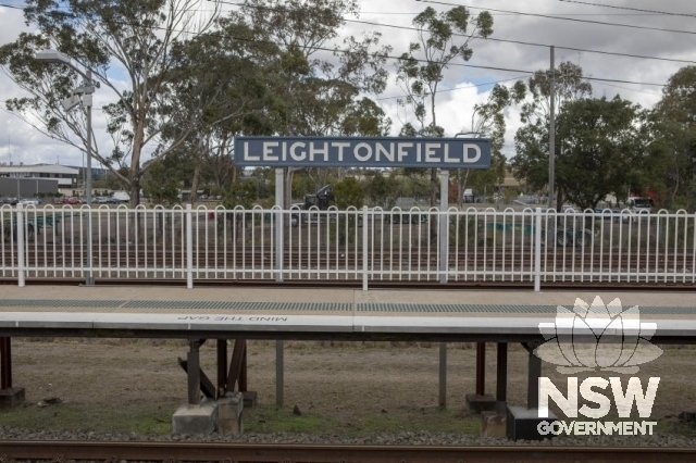 Leightonfield Railway Station Group - LEIGHTONFIELD sign and platform above ground