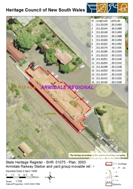 Armidale Railway Precinct State Heritage Listing Curtilage Map (Database ID# 5012075)