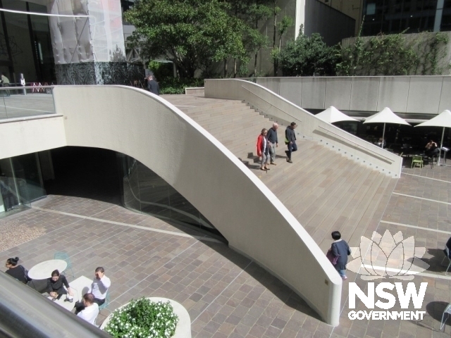 Stair linking the upper and lower plazas