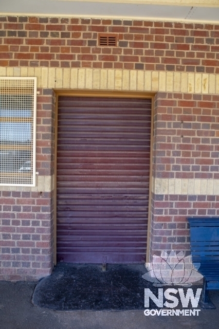 Griffith Railway Precinct - Parcels office door on station and brickwork detail
