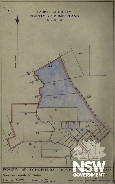 RAAF Airfield Schofields (boundary of resumed area for World War 2 air base), 1942