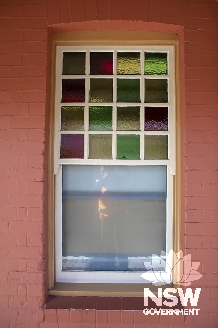 Hornsby Railway Station Group - Coloured glass sash window with 16 segments