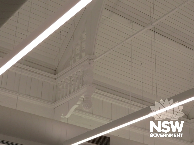 Building A: Detail of the ceiling of the original college library in the central bay of the Second F
